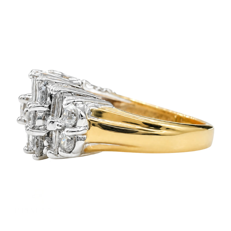 Natural Diamond Cocktail Cluster Ring 1.83CTW 14K Two Tone