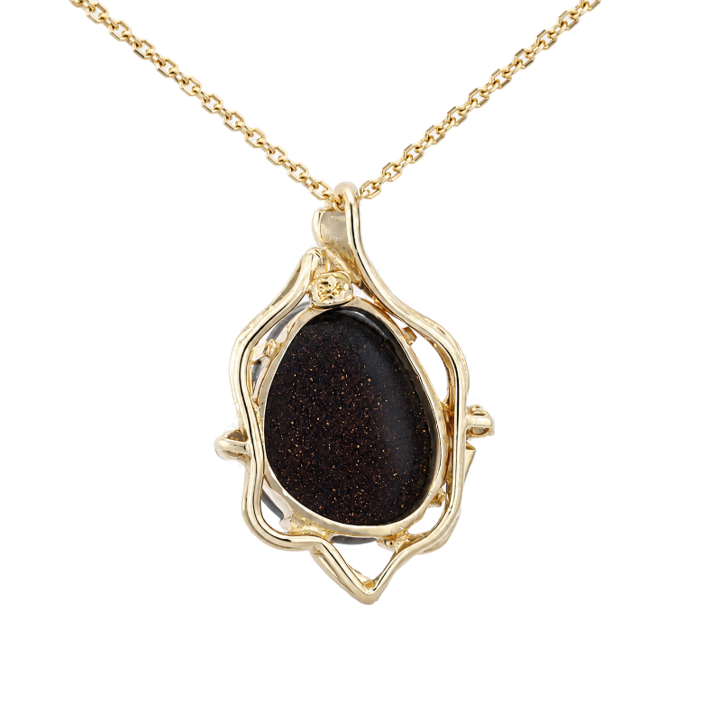 Boulder Opal Natural Diamond Pendant 14K Yellow Gold