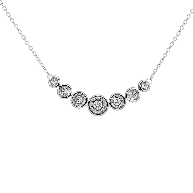Graduated Diamond Cluster Necklace 0.66CT 10K White Gold