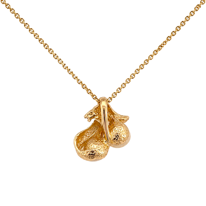 Pearl Diamond Fruit Pendant 14K Yellow Gold