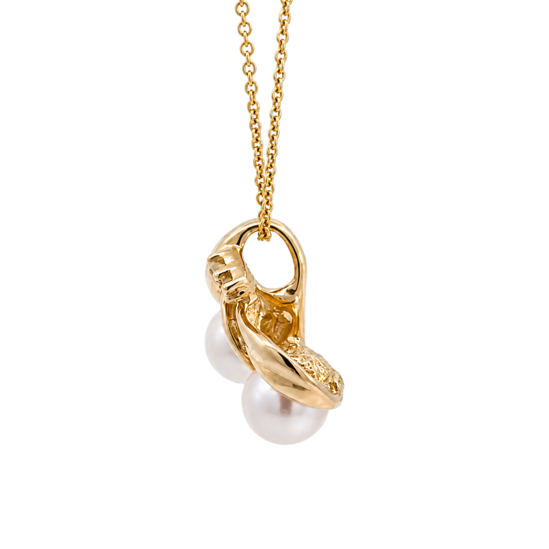 Pearl Diamond Fruit Pendant 14K Yellow Gold