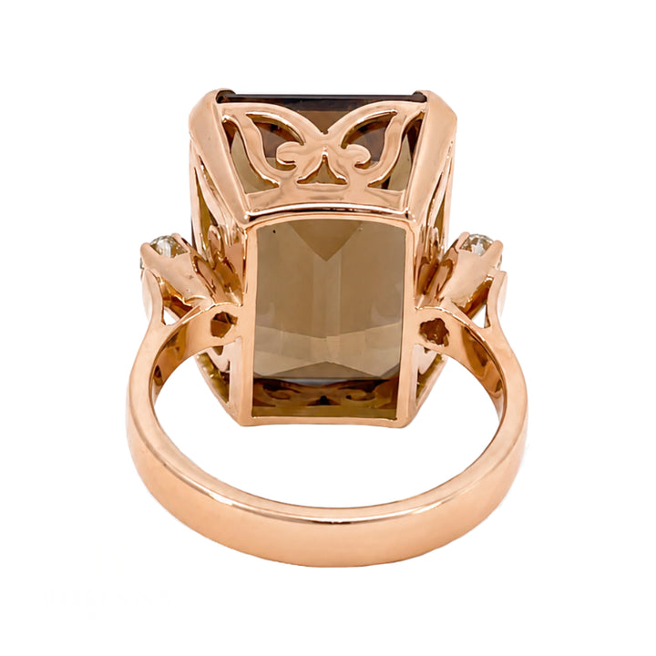 Madeira Citrine Three Stone Ring 14.82CT 14K Rose Gold