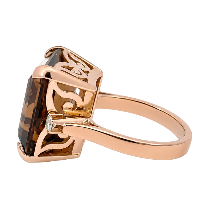 Madeira Citrine Three Stone Ring 14.82CT 14K Rose Gold