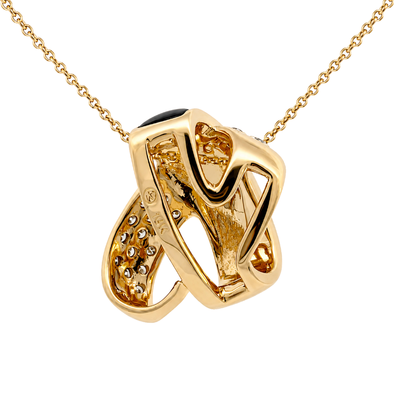 Onyx Diamond Intertwined Pendant .21CTW 18K Yellow Gold