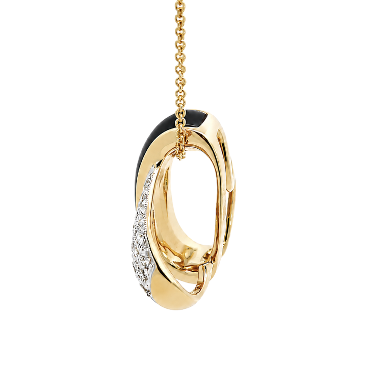 Onyx Diamond Intertwined Pendant .21CTW 18K Yellow Gold