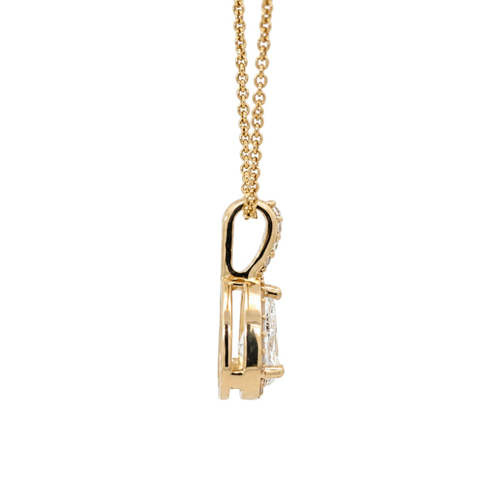 Diamond Pear Halo Pendant 14K Yellow Gold 0.50CT GIA