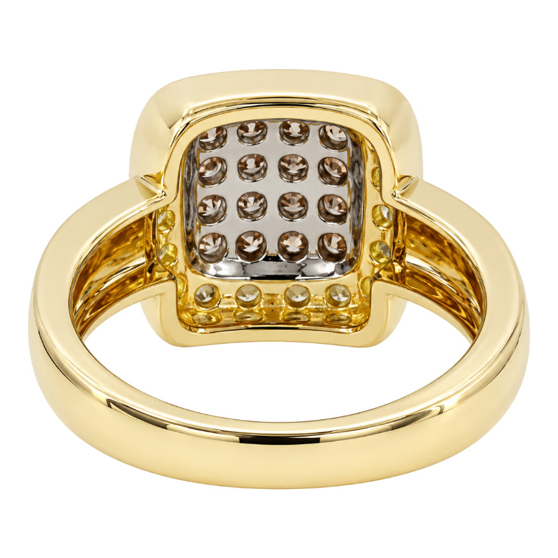 Champagne Diamond Halo Ring 14K Yellow Gold 0.39CTW