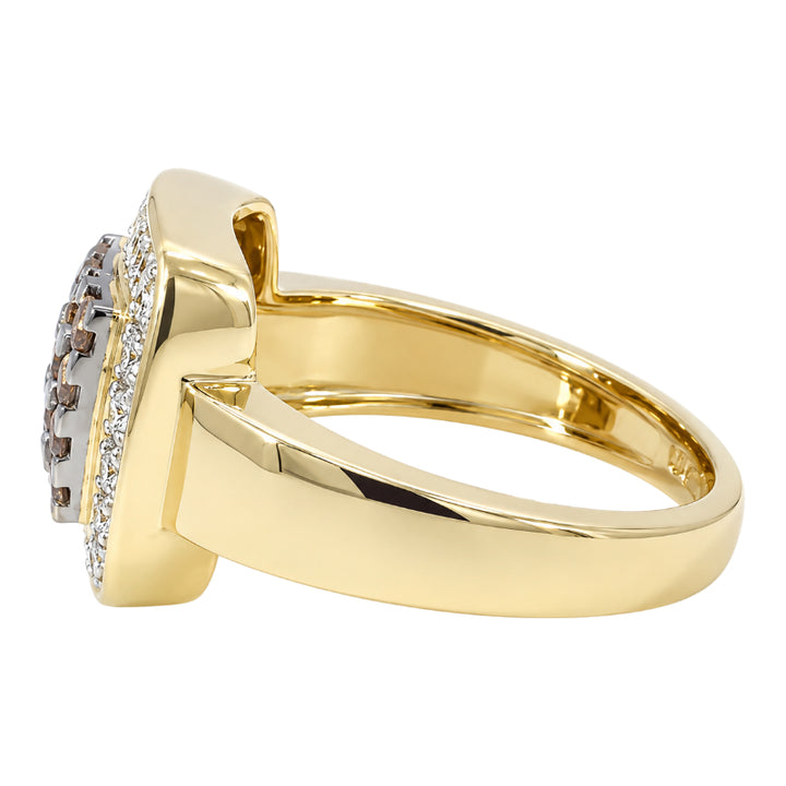 Champagne Diamond Halo Ring 14K Yellow Gold 0.39CTW