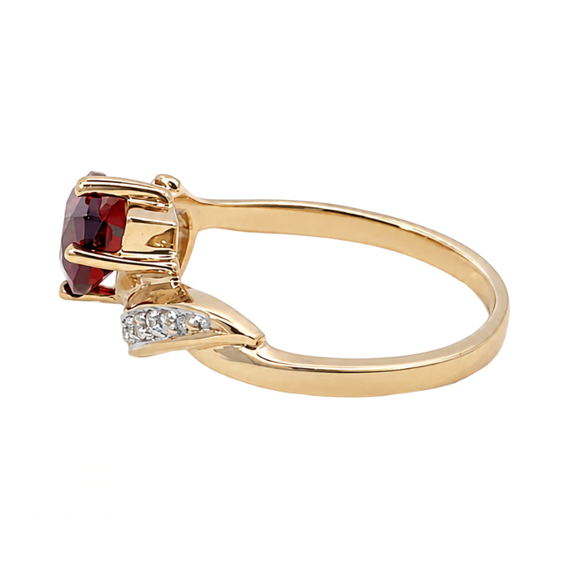 Mozambique Garnet Diamond Ring 1.60CT 10K Yellow Gold