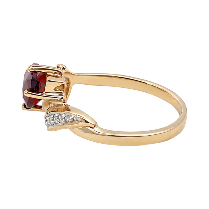 Mozambique Garnet Diamond Ring 1.60CT 10K Yellow Gold