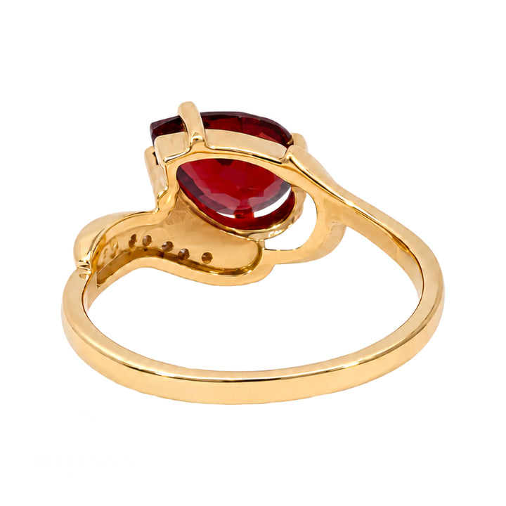 Mozambique Garnet Diamond Ring 1.60CT 10K Yellow Gold