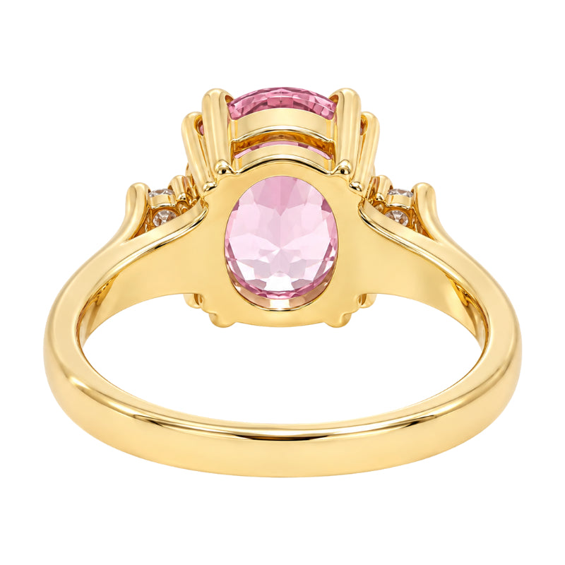 Kunzite &amp; Diamond Three Stone Ring 14K Yellow Gold 3.51CTW