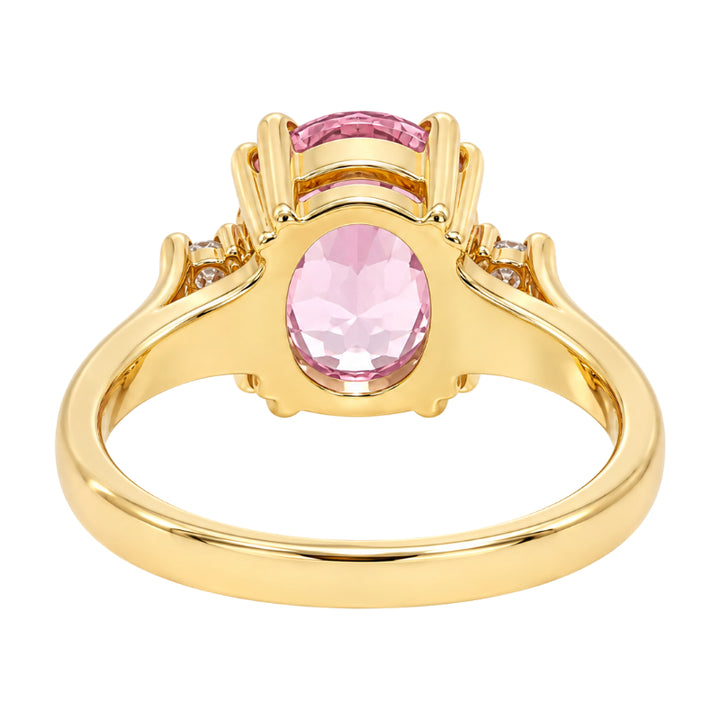 Kunzite &amp; Diamond Three Stone Ring 14K Yellow Gold 3.51CTW