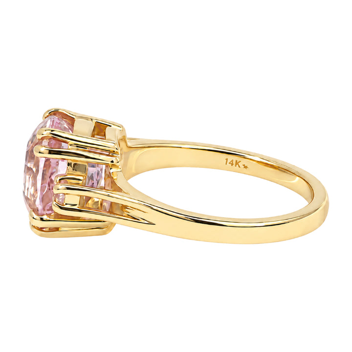 Kunzite &amp; Diamond Three Stone Ring 14K Yellow Gold 3.51CTW