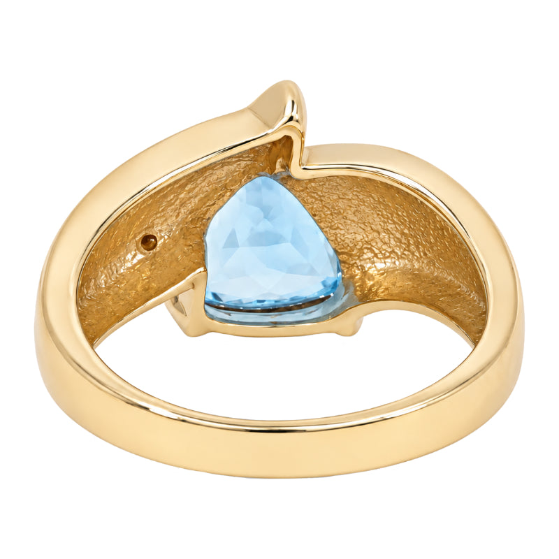 Sky Blue Topaz Bypass Ring 14K Yellow Gold 3.45CT