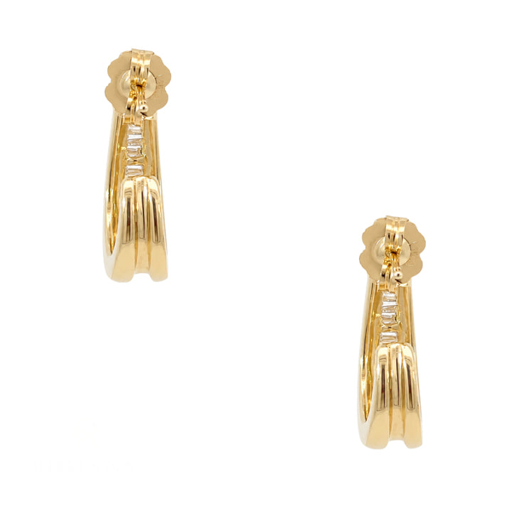 Baguette Diamond Half Hoop Earrings 0.62CTW 14K Yellow Gold