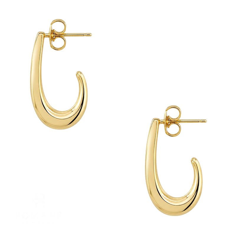 Baguette Diamond Half Hoop Earrings 0.62CTW 14K Yellow Gold