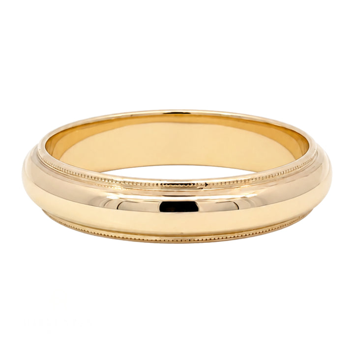 Milgrain Wedding Band 5MM Band 14K Yellow Gold