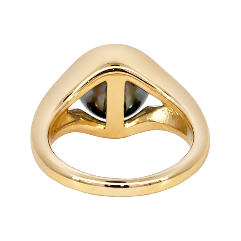 Tahitian Pearl 10MM Split Shank Ring 14K Yellow Gold