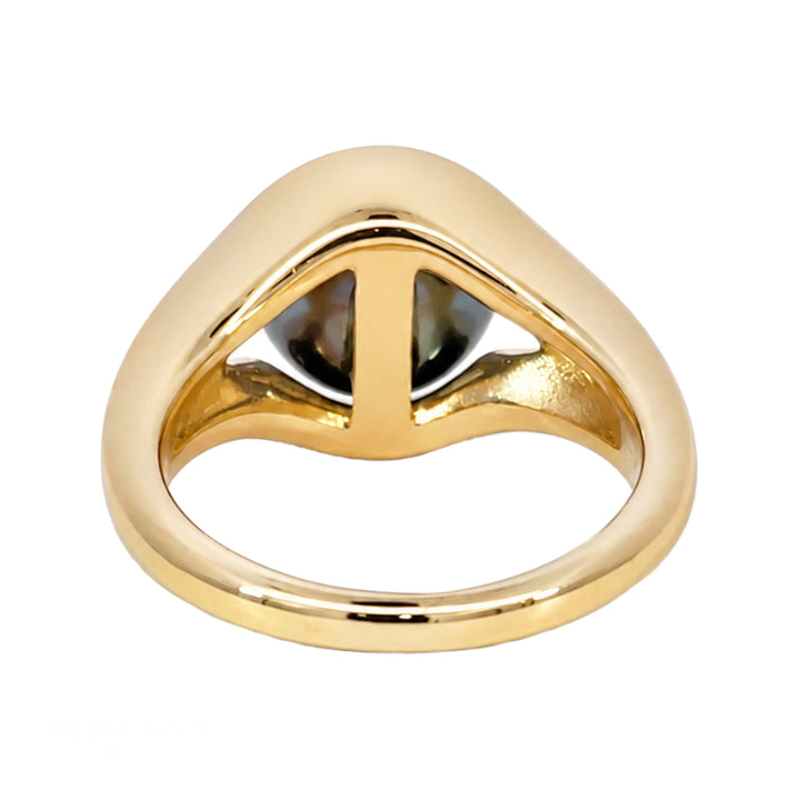 Tahitian Pearl 10MM Split Shank Ring 14K Yellow Gold