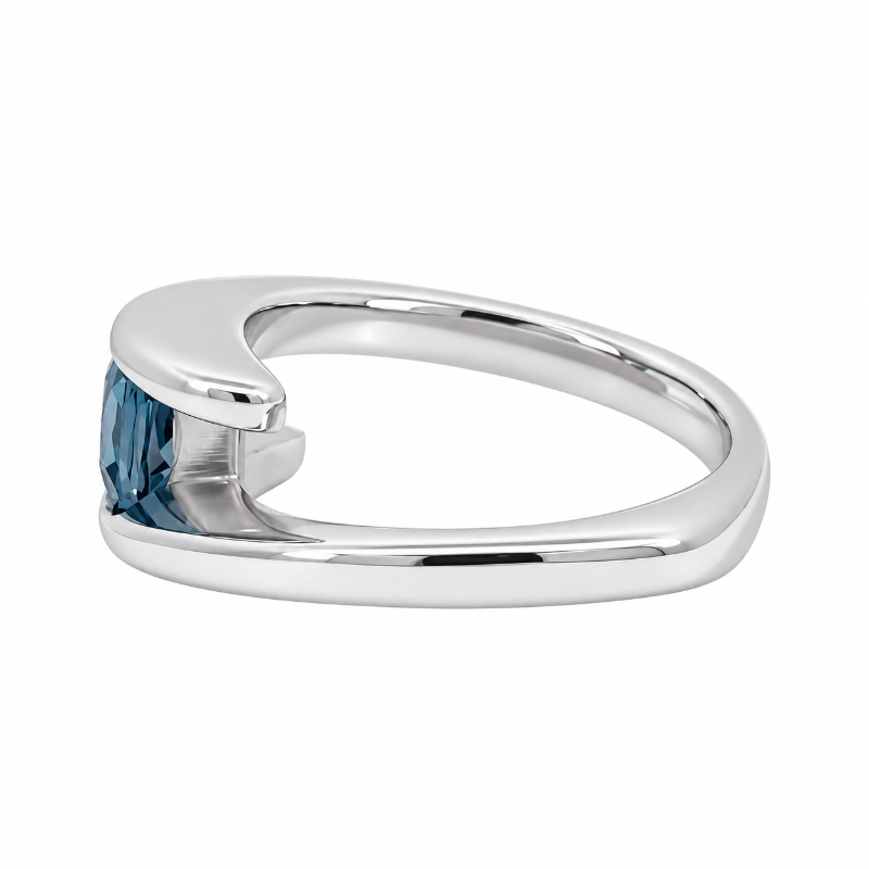 London Blue Topaz Bypass Ring 14K White Gold 1.25CT