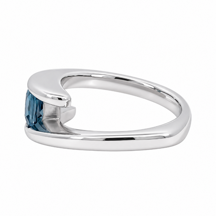 London Blue Topaz Bypass Ring 14K White Gold 1.25CT