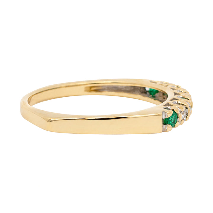 Emerald Diamond Retro Band 14K Yellow Gold 0.28CTW