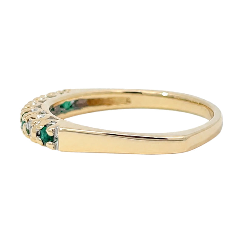 Emerald Diamond Retro Band 14K Yellow Gold 0.28CTW