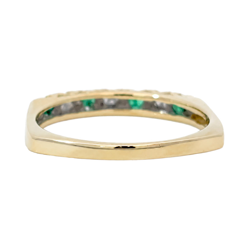 Emerald Diamond Retro Band 14K Yellow Gold 0.28CTW