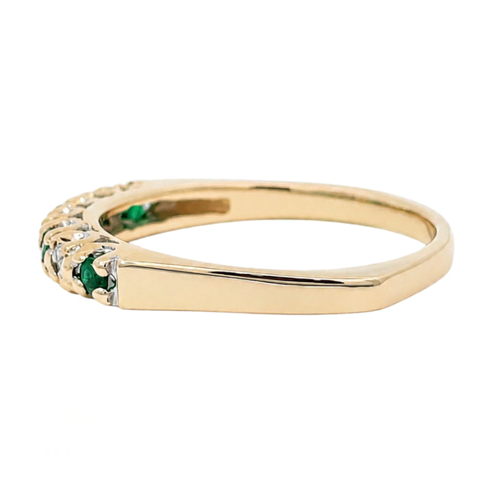 Emerald Diamond Retro Band 14K Yellow Gold .28CTW