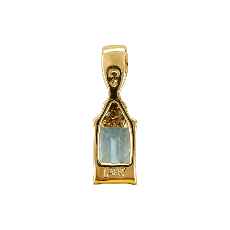 Aquamarine Diamond Pendant 0.52CT 14K Yellow Gold