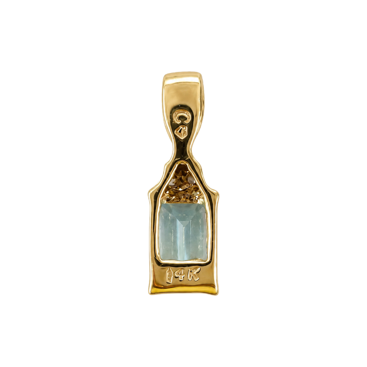 Aquamarine Diamond Pendant 0.52CT 14K Yellow Gold