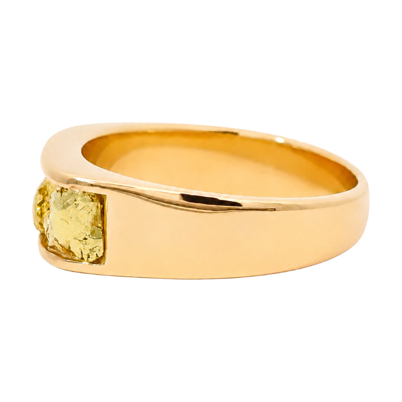 Natural Gold Nugget Band 7.5MM 14K Yellow Gold Rustic