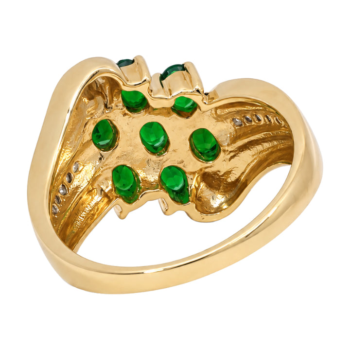 Tsavorite Diamond Cluster Ring 14K Yellow Gold 1.46CTW