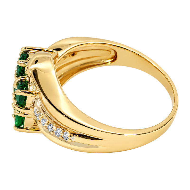 Tsavorite Diamond Cluster Ring 14K Yellow Gold 1.46CTW