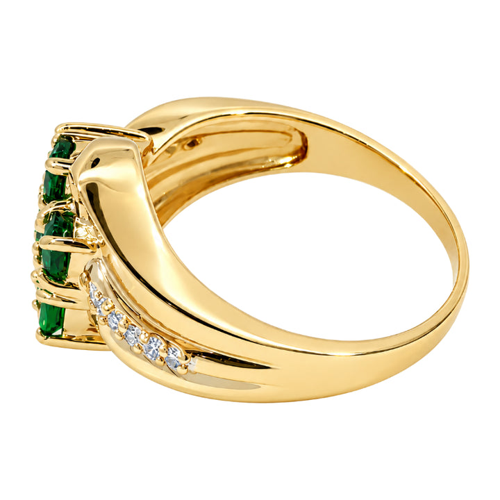 Tsavorite Diamond Cluster Ring 14K Yellow Gold 1.46CTW