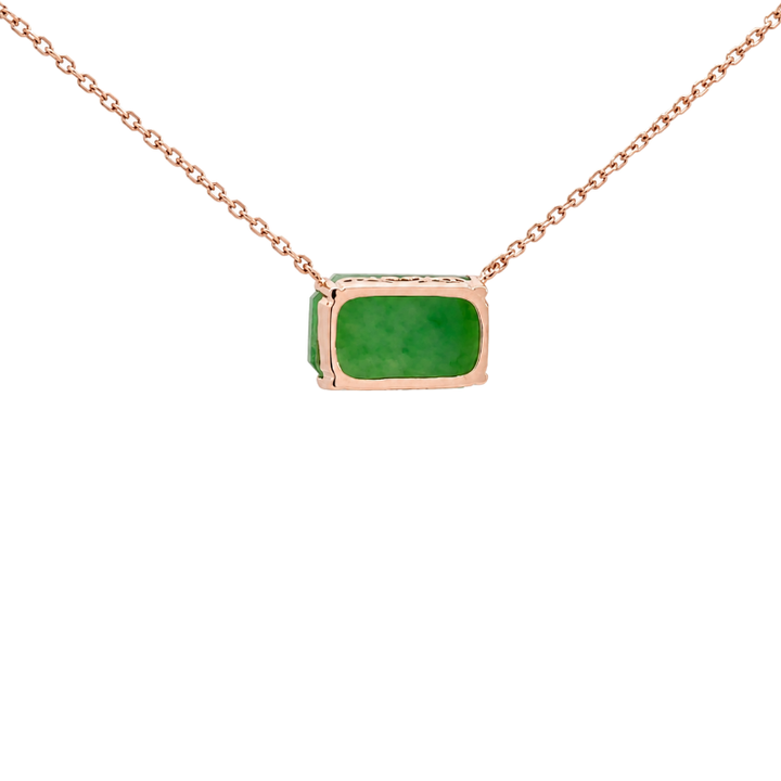 Jade Tablet Floating Necklace 14K Rose Gold