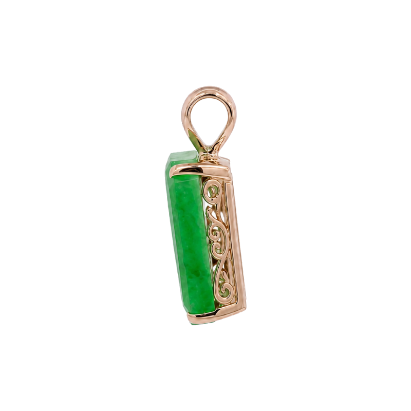 Jade Tablet Floating Pendant 14K Rose Gold