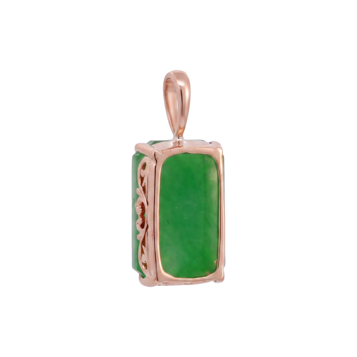 Jade Tablet Pendant 14K Rose Gold Natural