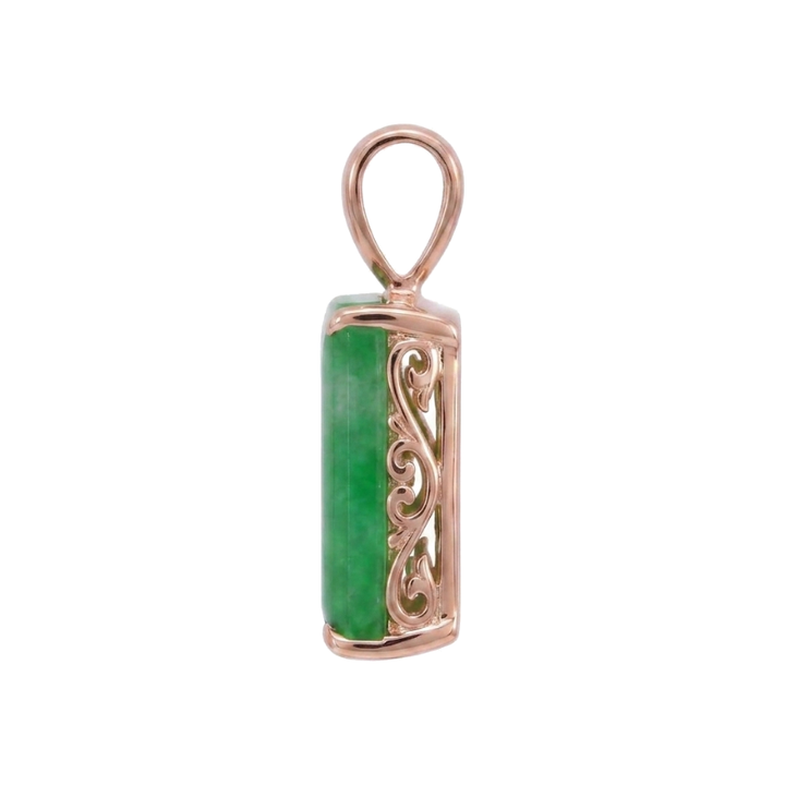 Jade Tablet Pendant 14K Rose Gold Natural