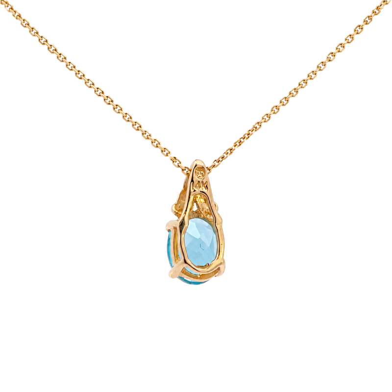 London Blue Topaz Pendant 2.20CT 14K Yellow Gold