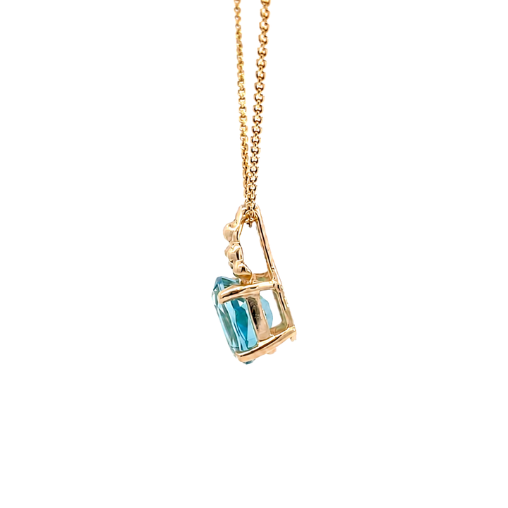 London Blue Topaz Pendant 2.20CT 14K Yellow Gold