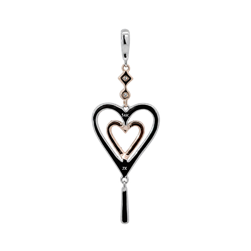 Diamond Double Heart Drop Pendant 0.31CT 14K Yellow Gold White Gold