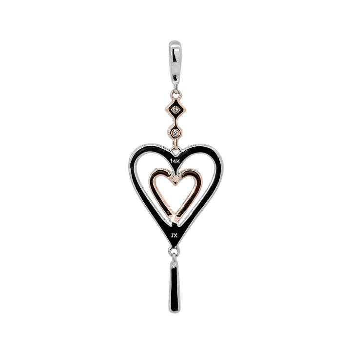 Diamond Double Heart Drop Pendant 0.31CT 14K Yellow Gold White Gold