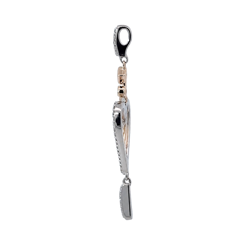 Diamond Double Heart Drop Pendant 0.31CT 14K Yellow Gold White Gold