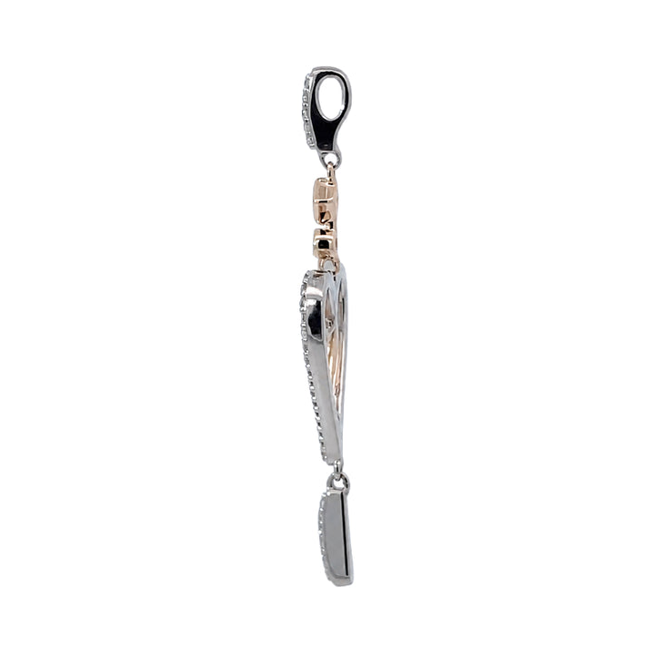 Diamond Double Heart Drop Pendant 0.31CT 14K Yellow Gold White Gold