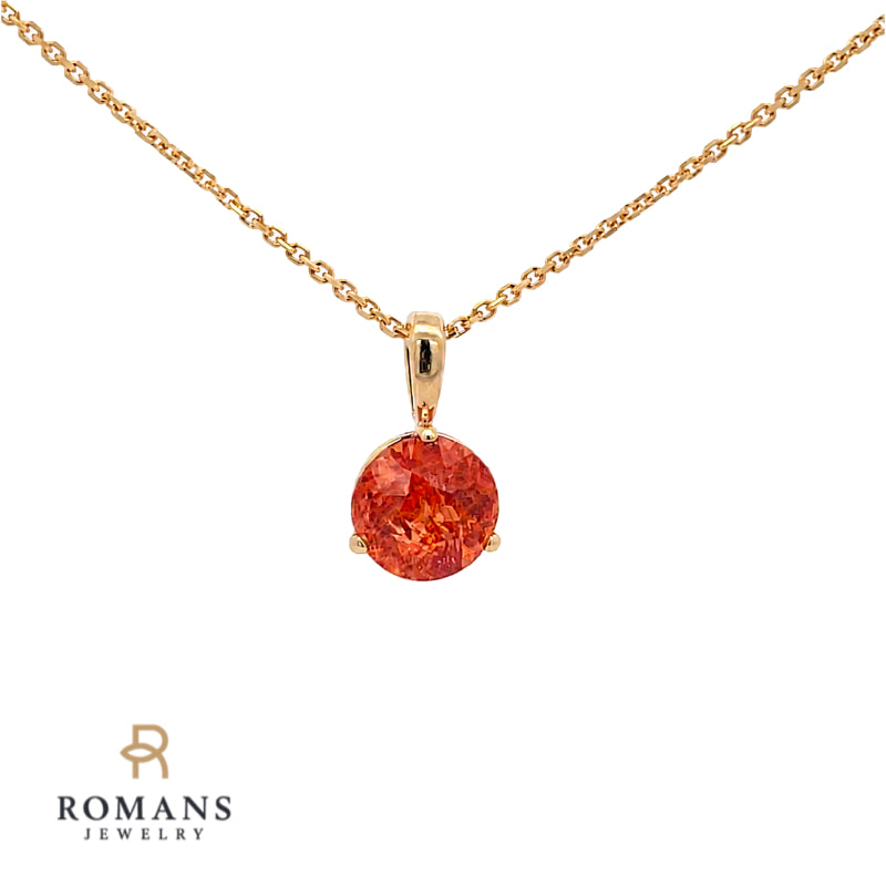 Spessartine Garnet Pendant 1.85CT 14K Yellow Gold Petite