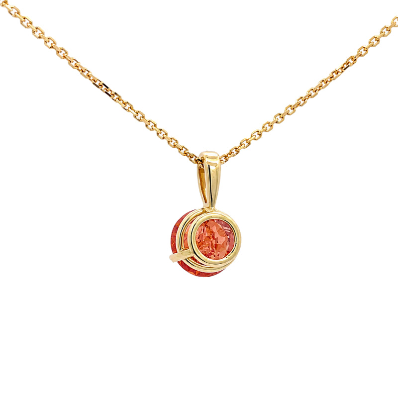 Spessartine Garnet Pendant 1.85CT 14K Yellow Gold Petite