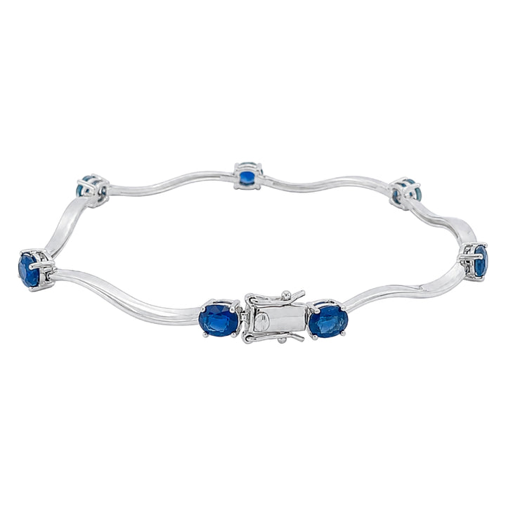 Sapphire Bracelet 3.36CT 14K White Gold Oval