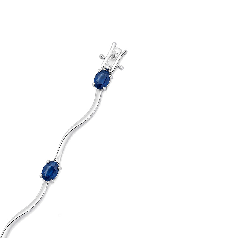 Sapphire Bracelet 3.36CT 14K White Gold Oval